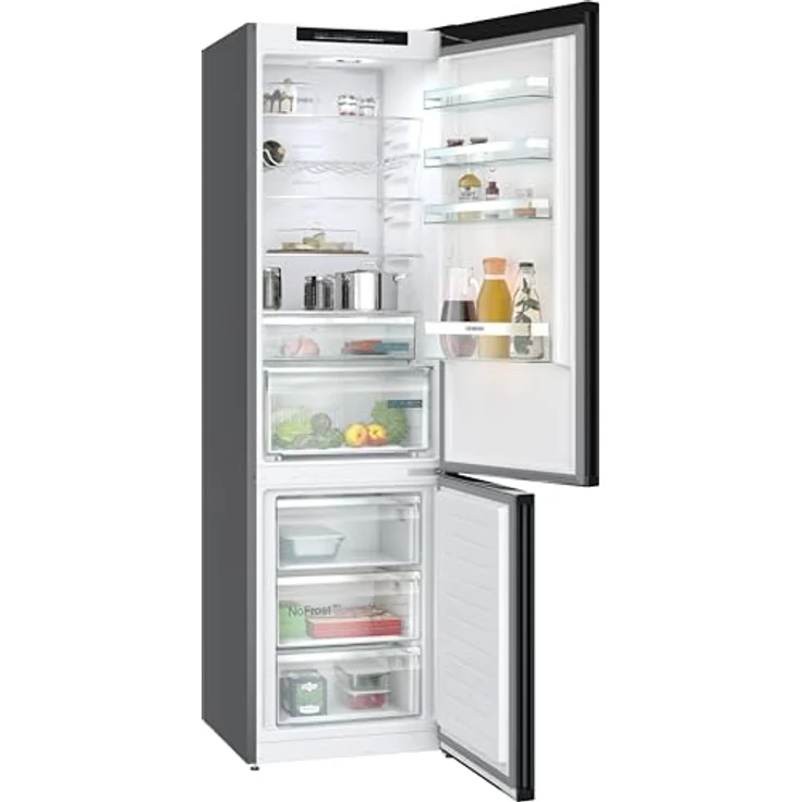 Siemens KG39N2XAG iQ300 Stand-Kühl-Gefrierkombination, NoFrost, gebürsteter schwarzer Stahl, 260 l Kühlraum, 103 l Gefrierraum, hyperFresh 0°C Technologie, Energieeffizienzklasse A – Bild 3