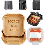 COSORI Backpapier für Heißluftfritteuse 4,5-6L, 100 Stück, 20cm, Ungebleichte und antihaftbeschichtete quadratische Einwegpapier für Airfryer, Backofen, Mikrowelle, Dampfgarer, Öl- und wasserdicht