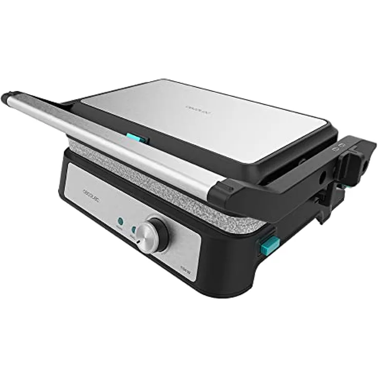 Cecotec Elektrischer Grill Rock'n Grill 1500 Take&Clean Stone, 1500 W, RockStone-Beschichtung, abnehmbare und spülmaschinenfeste Platten, 180° Öffnung, schwimmende obere Platte