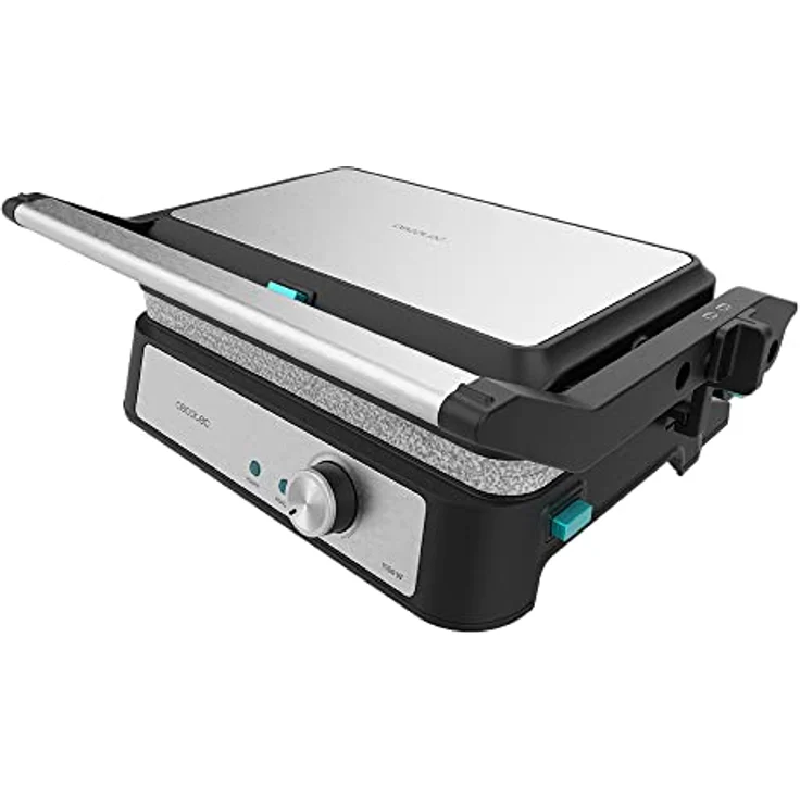 Cecotec Elektrischer Grill Rock'n Grill 1500 Take&Clean Stone, 1500 W, RockStone-Beschichtung, abnehmbare und spülmaschinenfeste Platten, 180° Öffnung, schwimmende obere Platte – Bild 1