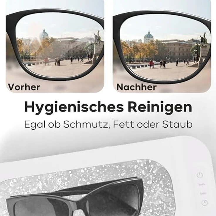 ProfiCare Ultraschallreiniger PC-USR 3120, 400 ml Fassungsvermögen, hygienische Reinigung, Edelstahl-Reinigungsbehälter, weiß – Bild 3