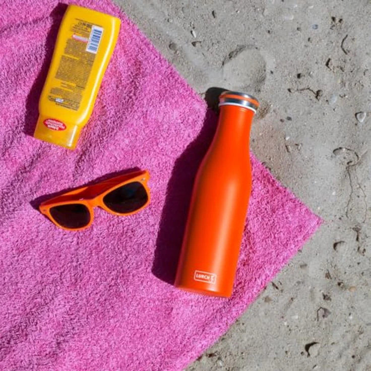 Lurch 240935 Isolierflasche/Thermoflasche für heiße und kalte Getränke aus doppelwandigem Edelstahl 0,5l, orange – Bild 7