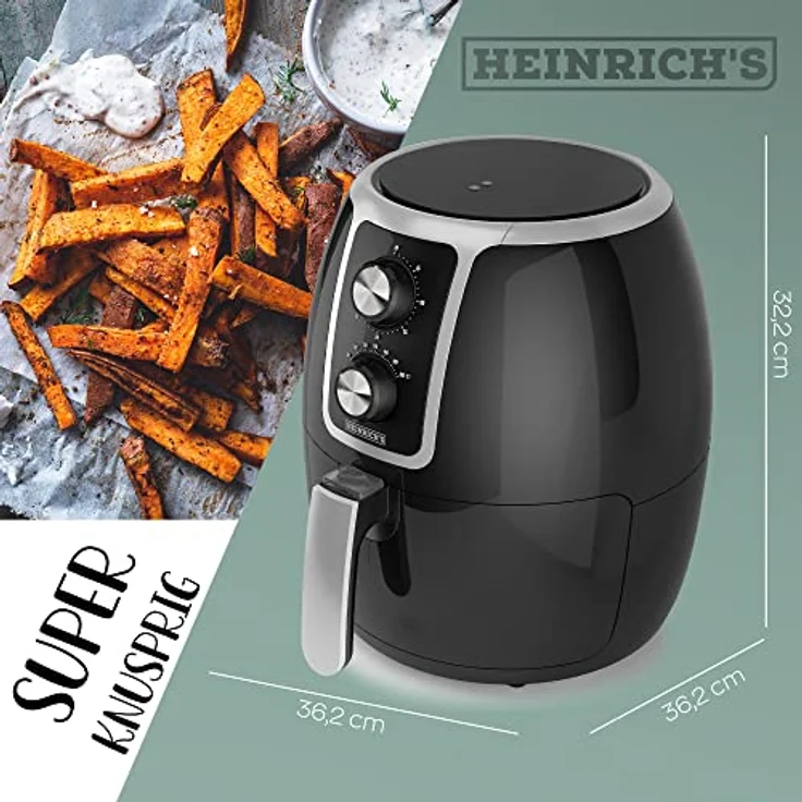 Heinrich´s Heißluftfritteuse, 1500,00 W, Air fryer, Timerfunktion – Bild 3