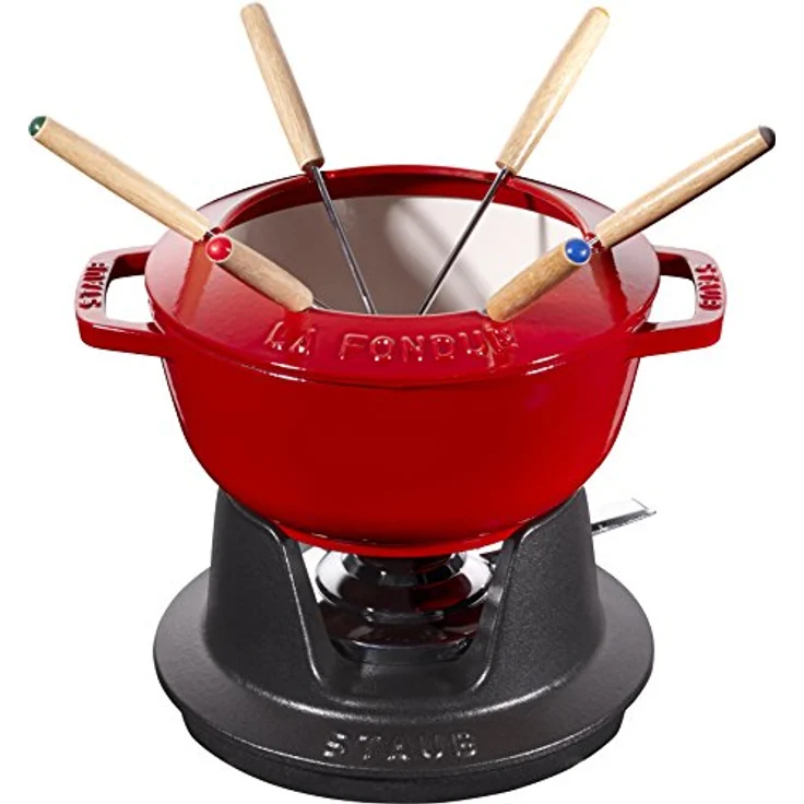 Staub Fondueset, Induktionsgeeignet, Gusseisen, Kirschrot, 18 cm Durchmesser, rot – Bild 3