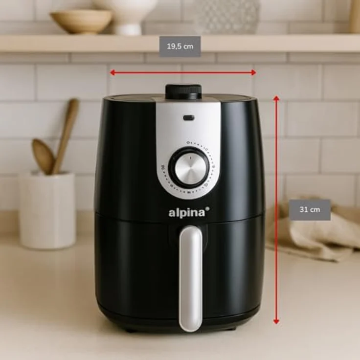 Alpina Heißluftfritteuse, 900W mit einstellbarem Temperaturbereich von 80-200°C – Bild 3