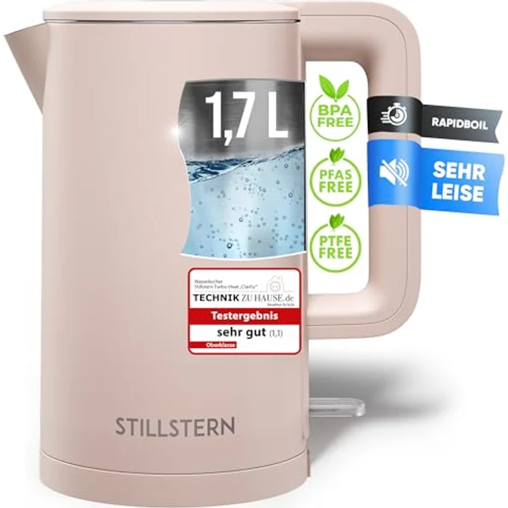 Stillstern Wasserkocher Turbo-Heat "Clarity", 1,7L, 2200W, doppelwandig, Anti-Fingerprint, leise – Bild 1