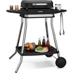 Klarstein Gatsby Elektrogrill, 3050 W, rauchfreier Tischgrill für Indoor & Outdoor, 42 x 37 cm Antihaft-Grillplatte, Temperatur bis 240 °C, mit Standfuß und Seitentischen