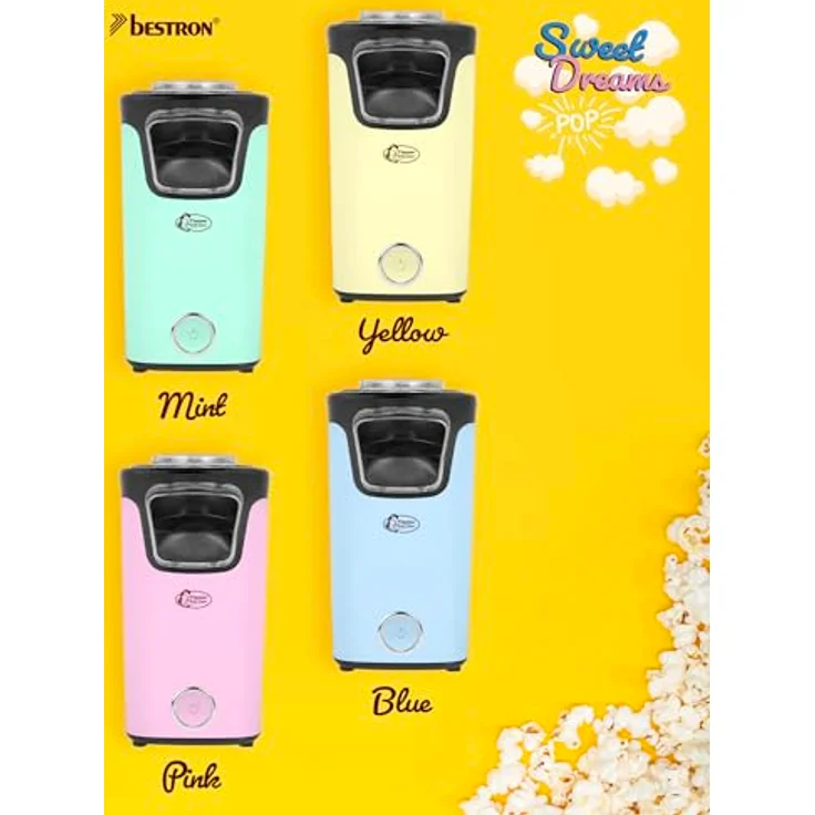 Bestron APC200B, Popcornmaker mit Heißlufttechnologie, Turbo-Popcorn in unter 2 Minuten, inklusive 10x Popcorntüten, Farbe: Blau – Bild 5