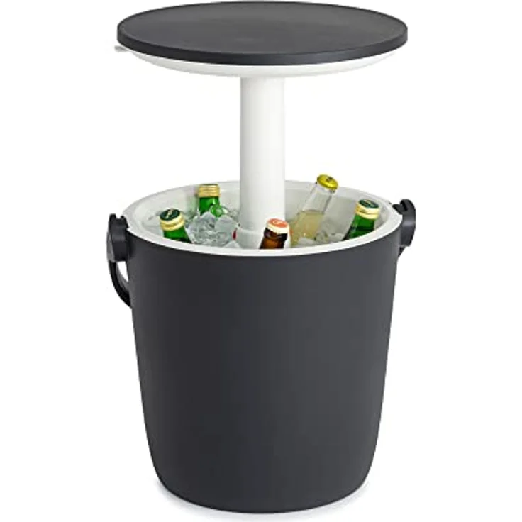 Keter Outdoor-Flaschenkühler Go Bar, 15 L stufenlos ausziehbare Tischplatte isoliertes Doppelwand-System, Graphit – Bild 1