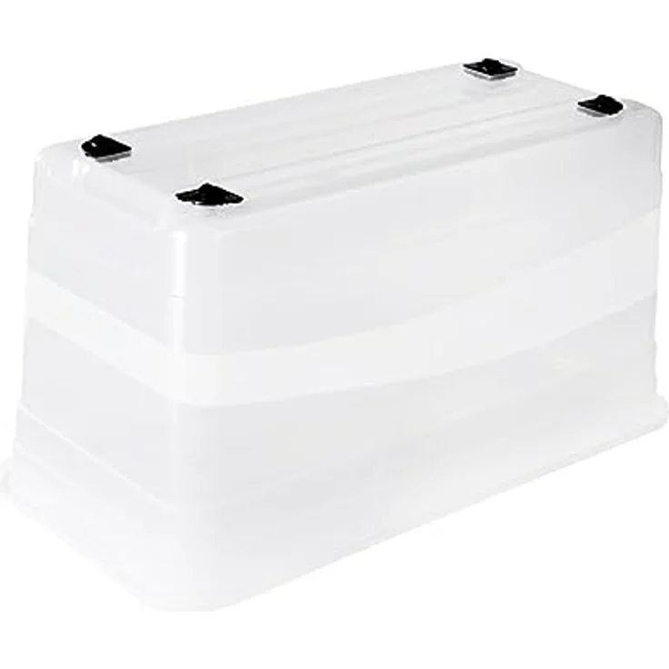 keeeper Aufbewahrungsbox mit Rollen, Deckel und Schiebeverschluss, 79,5 x 39,5 x 41 cm, 83 l, Konrad, Transparent – Bild 4