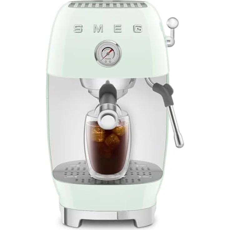 Smeg ECF03PGEU, Premium Siebträgermaschine im 50’s Style, Pastellgrün, mit Cold-Brew-Funktion und manueller Dampflanze – Bild 4