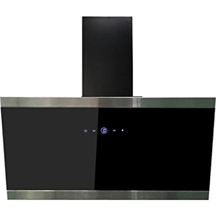 Respekta Dunstabzugshaube kopffrei / Dunstabzugshaube schräg 90 cm / Glasschirm mit Edelstahlrahmen in Schwarz / Abluft - und Umluftfunktion / CH89090S / A++ / 39–59 dB – Bild 1