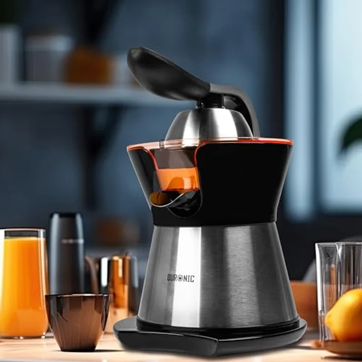 Duronic JE304 Saftpresse elektrisch 300W, Zitronenpresse 400ml, Zitruspresse 2 Kegel, hohe Saftgewinnung, Edelstahl Fruchtpresse mit Sieb, Citrus juicer - Orangensaftpresse – Bild 5