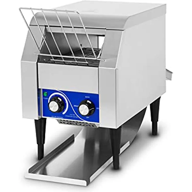 vertes Durchlauftoaster Toaster mit Laufband aus Edelstahl (1340W, 230V, Gastro Profi für Toast und Burger Buns, Zugabefach, 2 Ausgabefächer, 7 Geschwindigkeitsstufen, Krümelschublade, 2 Modi) - Gastro Edelstahl Durchlauftoaster, 7 Stufen, Burger Bun & Toast Modi