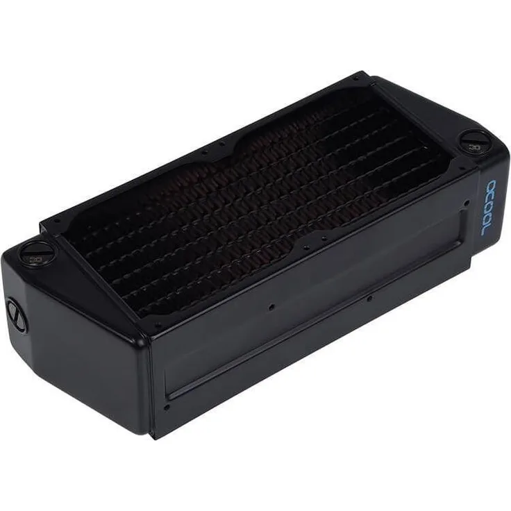 Alphacool NexXxoS UT60 Full Copper X-Flow, 80mm Dual Radiator für 2HE Server-Racks, drei G1/4-Anschlüsse, robustes Stahlgehäuse