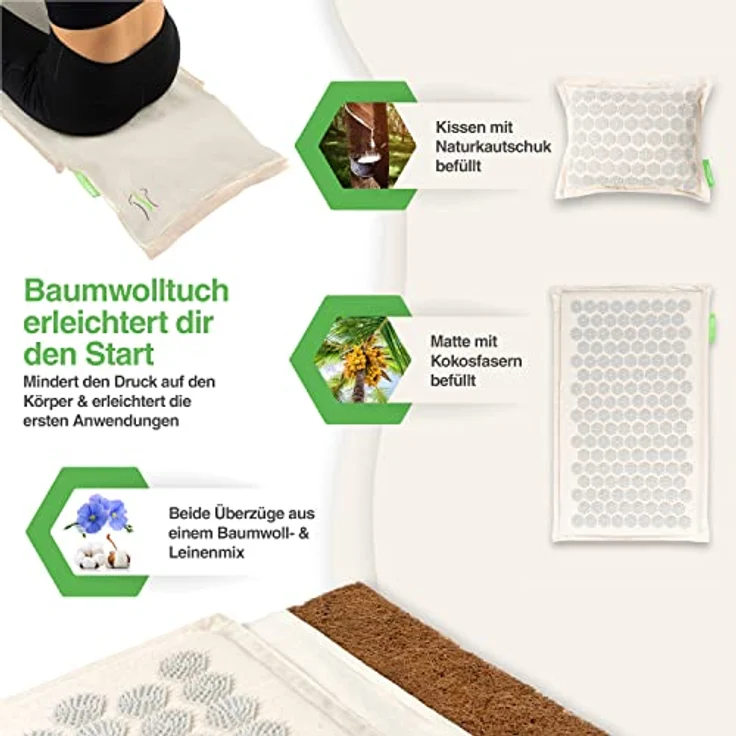 BACKLAxx® Akupressurmatte "Original" (Halbleinen, Kokosfaser, Naturlatex) - Preisvergleich – Bild 3