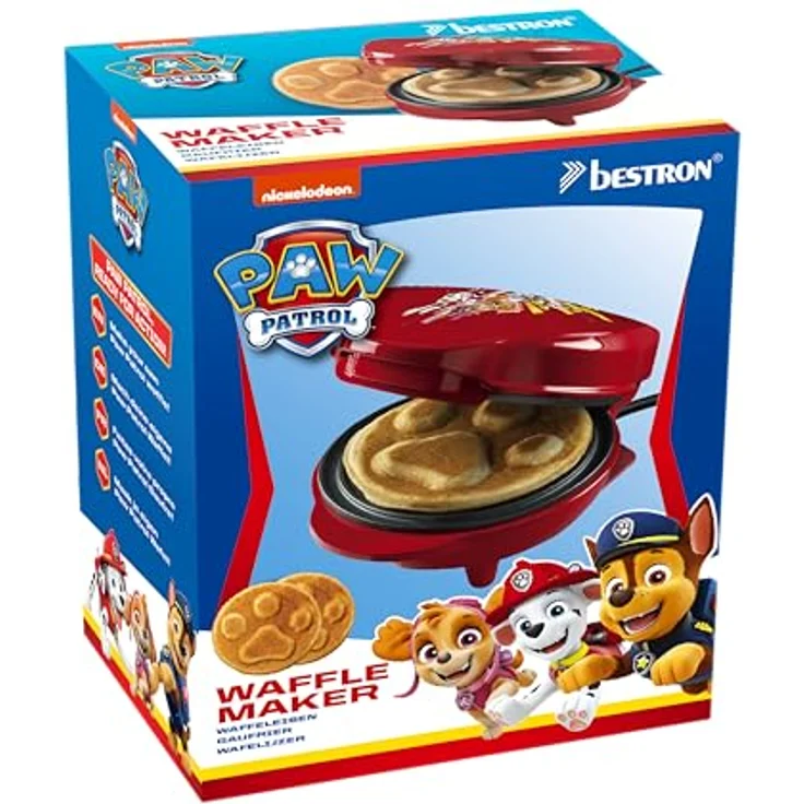 Bestron Paw Patrol Mini Waffeleisen, inkl. Backampel, Waffelgröße: Ø 10cm, offizielles Lizenzprodukt, Rot – Bild 5