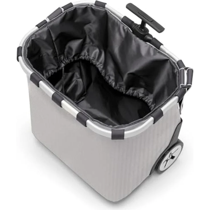 reisenthel carrycruiser Tragbarer Einkaufstrolley mit stabilem Aluminiumrahmen, Schultergurt und herausnehmbarer Netz-Innentasche, Herringbone grey – Bild 4