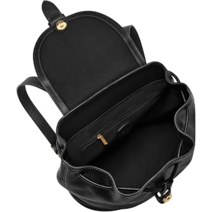 Fossil Everleigh Freizeitrucksack, schwarzes Echtleder mit Vintage-Style und verstellbaren Schultergurten – Bild 3