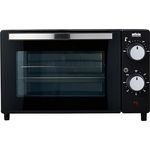 SILVA Schneider MB 1000, Minibackofen, 10 L, schwarz, 650 Watt, Temperaturregelung 100-230 °C, Timer mit Endsignal, Quarzheizelemente, Doppelglastür, Inklusive Backblech, Grillrost & Griff