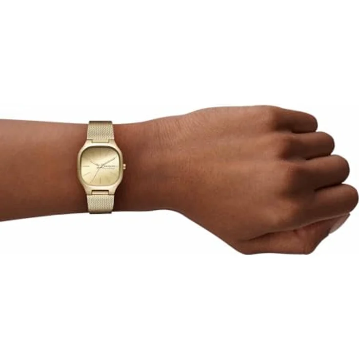 SKAGEN Quarzuhr MELLEM LILLE SKW3164, Damen-Armbanduhr mit goldfarbenem Edelstahlarmband und quadratischem 28-mm-Gehäuse – Bild 2