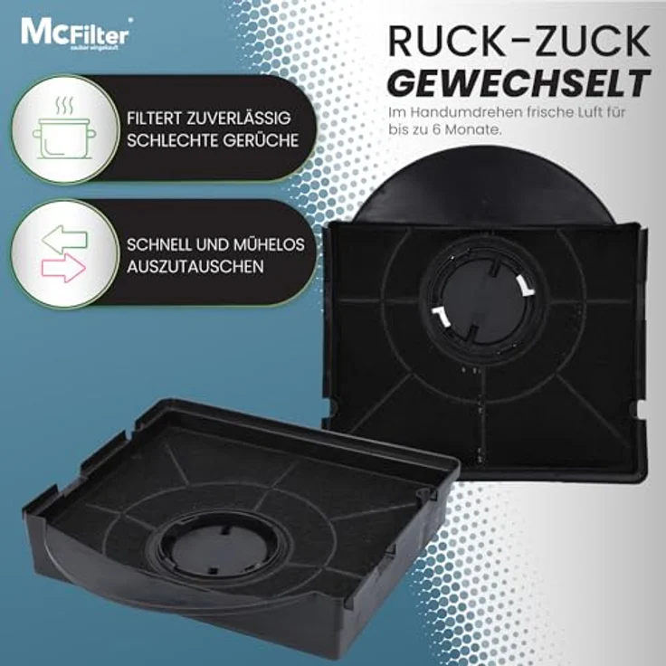 McFilter Aktivkohlefilter Kohlefilter für Elica F00189/S, CHF 303, IKEA Nyttig, FIL 558, Bauknecht 484000008581, AEG 902979360/2 - Eckig, gewölbt, 214 x 208 x 40 mm – Bild 4