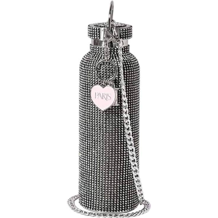 Paris Hilton Trinkflasche, Schwarz, Metall, 0.75 L, abnehmbarer Deckel, mit Steinen – Bild 1