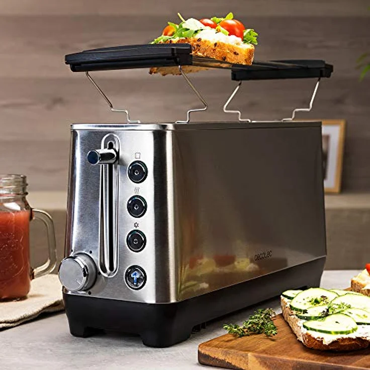 Toaster Cecotec BigToast Extra 1-Schlitz-Toaster, 1100 W, Brötchenaufsatz, 6 Bräunungsstufen, Edelstahl – Bild 4