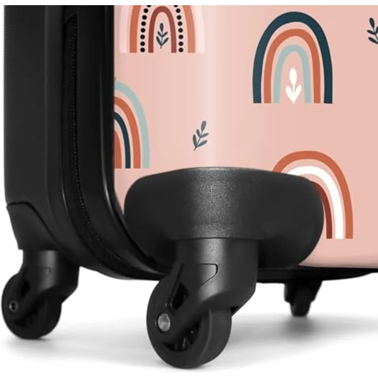 NoBoringSuitcases.com© Kinderkoffer Abstraktes Regenbogenmuster mit Herzen 55x35x20cm, 4 Rollen, Handgepäck Flugzeug, bunt – Bild 6