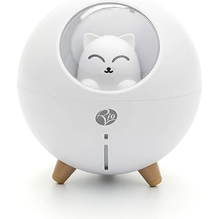 Rio MIA Diffusor für ätherische Öle, Luftbefeuchter und Nachtlicht für Kinder, Katzen-Design, 220 ml Wassertank, USB-betrieben, 7 Farbwechsel-Nachtlicht – Bild 4