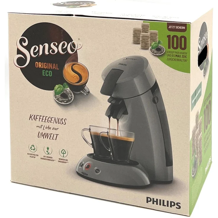 Philips Senseo Original Kaffeepadmaschine, aus recyceltem Plastik, 25% weniger Energieverbrauch, 0,7 L Wasserbehälter, für 5 Tassen, feinere und samtige crema, Reduktion von CO2 Emissionen