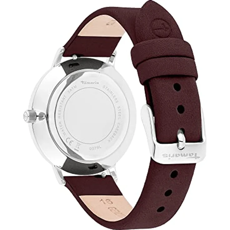 Tamaris TT-0079-LQ, Armbanduhr Silber mit Lederarmband, 36 mm Gehäuse, kratzunempfindliches Glas, wasserdicht bis 3 bar – Bild 3