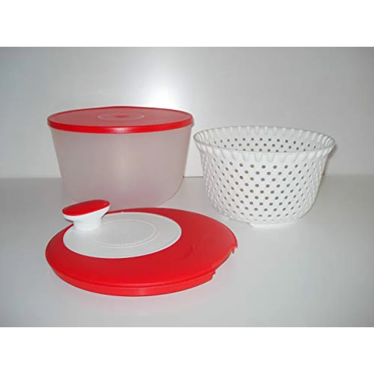 TUPPERWARE Salatschleuder Salat-Karussell 3,8L rot-weiß D226 Salatkarussell – Bild 3