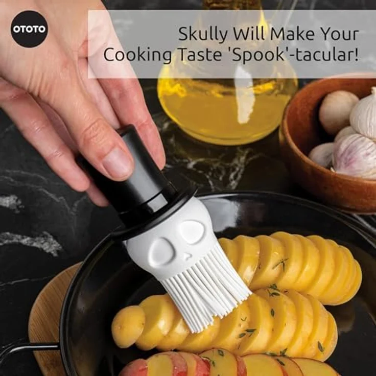 OTOTO Skully Backpinsel, Silikon-Küchenbürste im Totenkopf-Design, spülmaschinenfest, BPA-frei – Bild 4