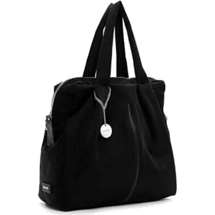 SURI FREY Shopper SFY Pauly, Uni-Design mit Reißverschluss und Nylon-Optik, Schwarz – Bild 2