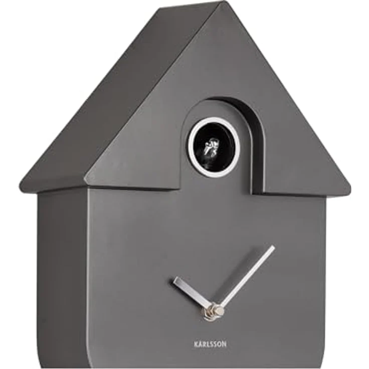Karlsson Kuckucksuhr Modern Cuckoo Metallic, graue Wanduhren mit Rechteck-Design, 21.5x8.5x41cm, Thermoplast, für modernes Wohnzimmer – Bild 3