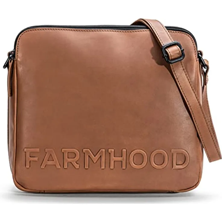 Farmhood Umhängetasche Nashville, Leder mit Innenausstattung, zwei Steckfächern und Reißverschlussfach