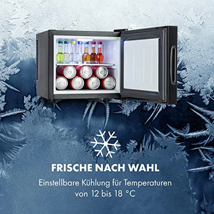 Klarstein Frosty Mini-Kühlschrank, 10 Liter, schwarz, mit Spiegelglastür, geräuscharm und stufenloser Temperatureinstellung 12-18 °C – Bild 8