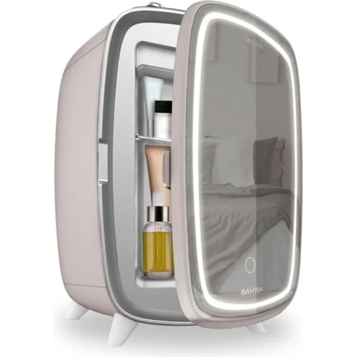 Cecotec Bamba CoolingBeauty 6000, Kleiner Kosmetik-Kühlschrank 6L mit Spiegeltür und LED-Licht, Kühlung bis 10ºC, rose – Bild 1