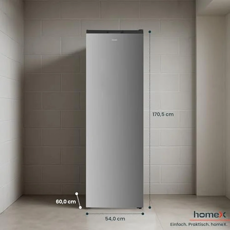 homeX Gefrierschrank FSN2041E-S, No Frost, 204L Nutzinhalt, 4-Sterne Gefrieren, Super-Frost-Funktion, silber – Bild 6