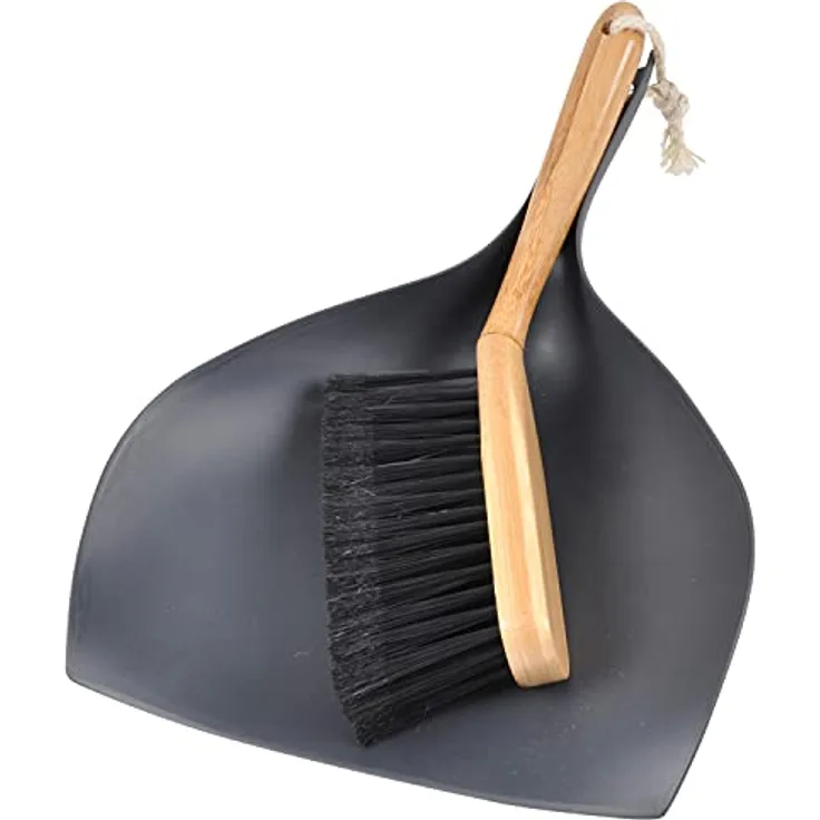 MACOSA HOME Kehrset Schwarz | oderne Form | Handfeger & Schaufel | Kehrwisch | recycelter Kunstoff | Kehrgarnitur | Kehrschaufel-Set | Handfeger | Handbesen