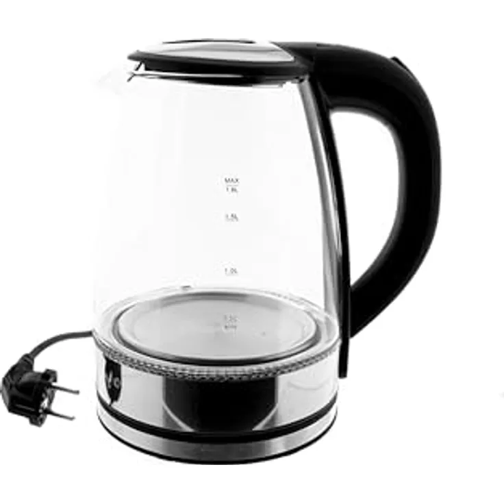 COFI 1453 Wasserkocher 1,8 Liter Glaswasserkocher mit LED-Beleuchtung Schwarz