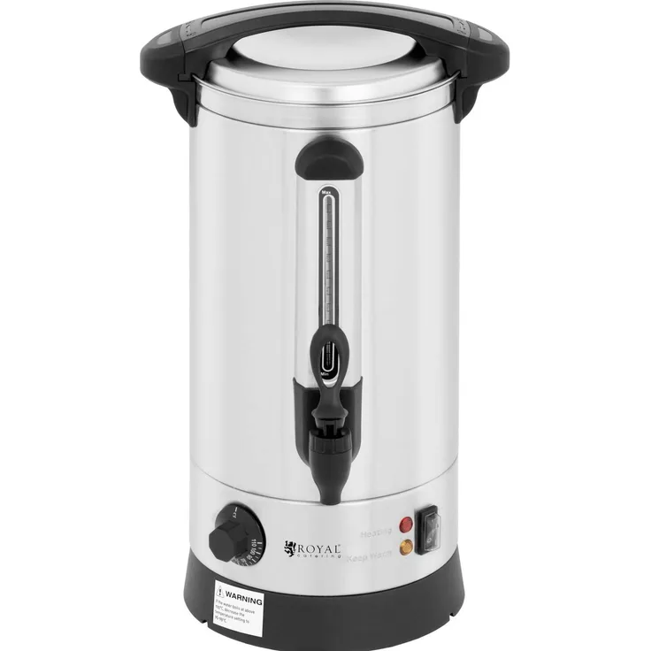 Royal Catering Wasserkocher Edelstahl 8,7 Liter doppelwandig 1500 W Warmhaltefunktion, Wasserkocher, Schwarz