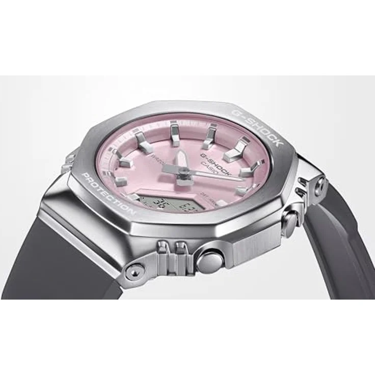 Casio Watch GM-S2110-4AER, Armbanduhr mit Kunststoffarmband in Grau und pinkem Zifferblatt – Bild 2