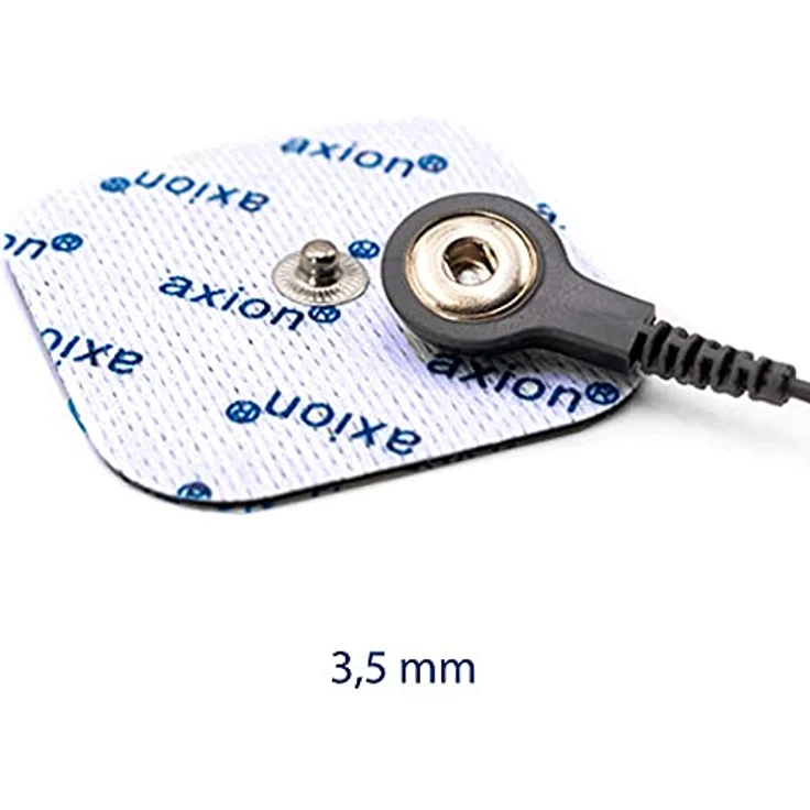 Axion Elektrodenpads TENS-EMS-Geräte Anschlusskabel, Set 2 St., 3.5mm Druckknopfanschluss für verlustfreie Reizstromübertragung – Bild 4