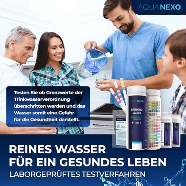 Aquanexo 125 Wassertester Trinkwasser Teststreifen 17-in-1 + 2 Bakterientests + 10 Trinkwasser Teststreifen Nitrat/Nitrit + 10 Trinkwasserteststreifen Sulfate, 16-in-1 Werte, Versand aus Deutschland – Bild 10