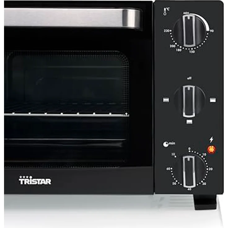 Tristar OV-3650 Mini-Backofen, 20 L, 1300 W, Ober- und Unterhitze, Einstellbarer Thermostat, 60-Minuten-Timer, Doppelglastür, Backblech und Grillrost – Bild 3