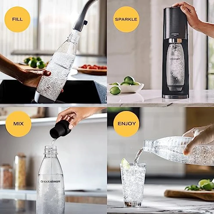 SodaStream Terra Wassersprudler, CO2-Zylinder 60L, inkl.1 L PET-Flasche, schwarz – Bild 2