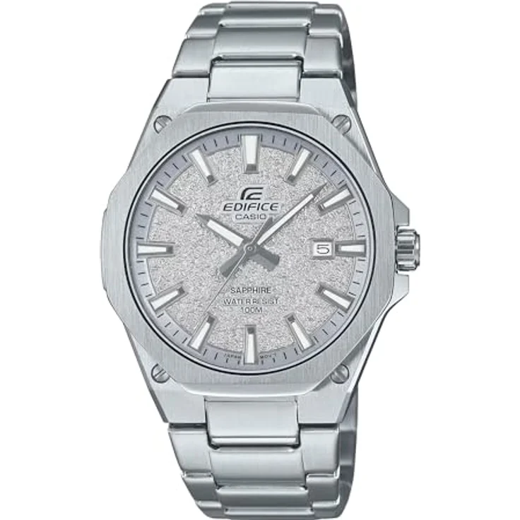 Casio EFR-S108DE-8AVUEF, Analog-Armbanduhr mit Kalenderfunktion, graues Zifferblatt, silbernes Edelstahlarmband, wasserdicht bis 10 bar – Bild 1