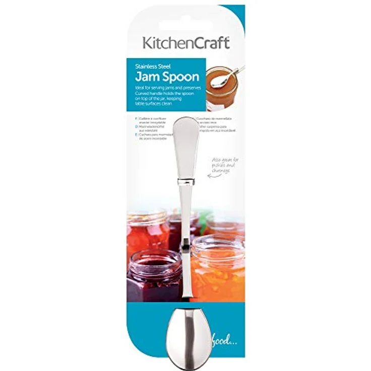 KitchenCraft Marmeladenlöffel, für Marmelade, Sirup und Melasse, Anti-Rutsch Knick zum Einhängen, Edelstahl, 15 cm – Bild 2